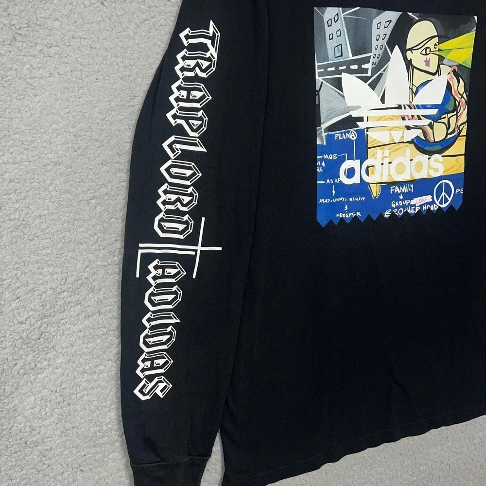 adidas x Trap Lord A$AP Ferg SAMPLE Shirt Mens Sz L Black‎ 2-Sided Skateboard